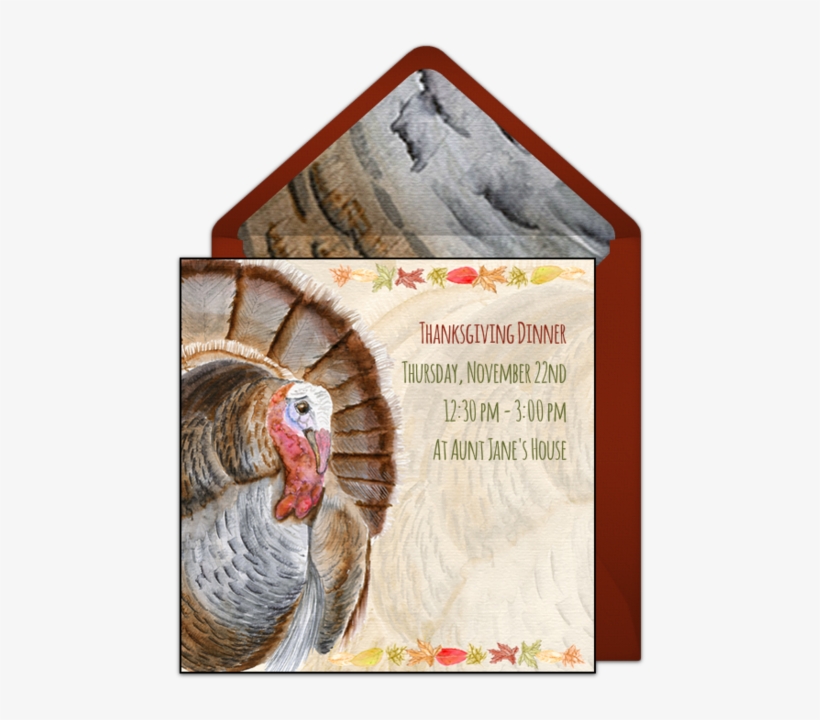 Watercolor Thanksgiving Turkey Online Invitation - Thanksgiving, transparent png download