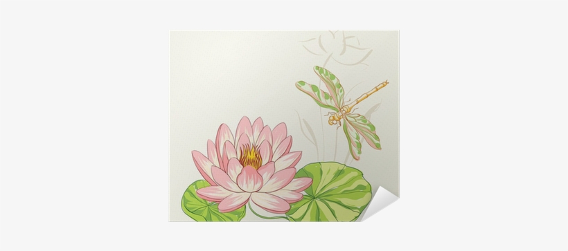 Watercolor Painting Of Lotus And Dragonfly - Flor De Loto Acuarela, transparent png download