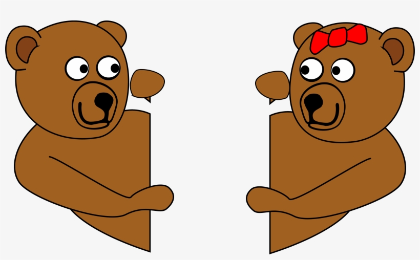 Romantic Clipart Valentines Day Teddy Bear - Looking At Each Other Clipart, transparent png download