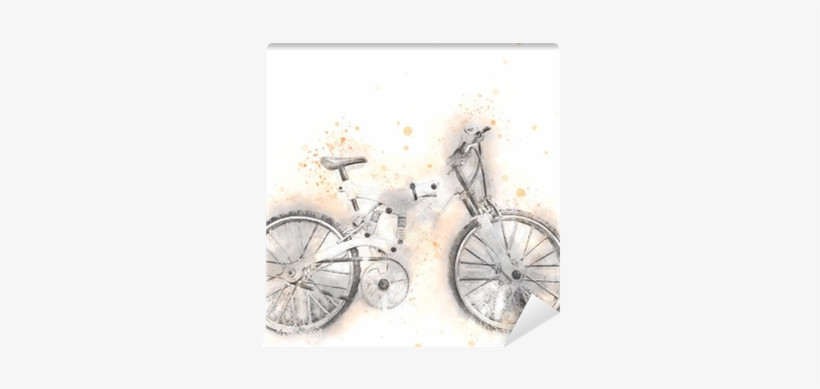 Abstract Bicycle Isolated On Watercolor Background - Watercolor Painting, transparent png download