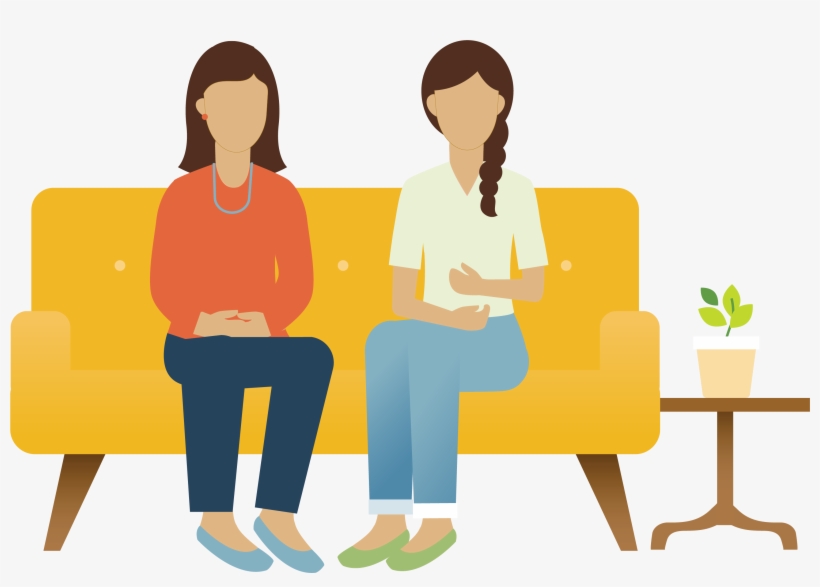 Illustration Of Two Women Sitting On A Couch - South Dakota, transparent png download