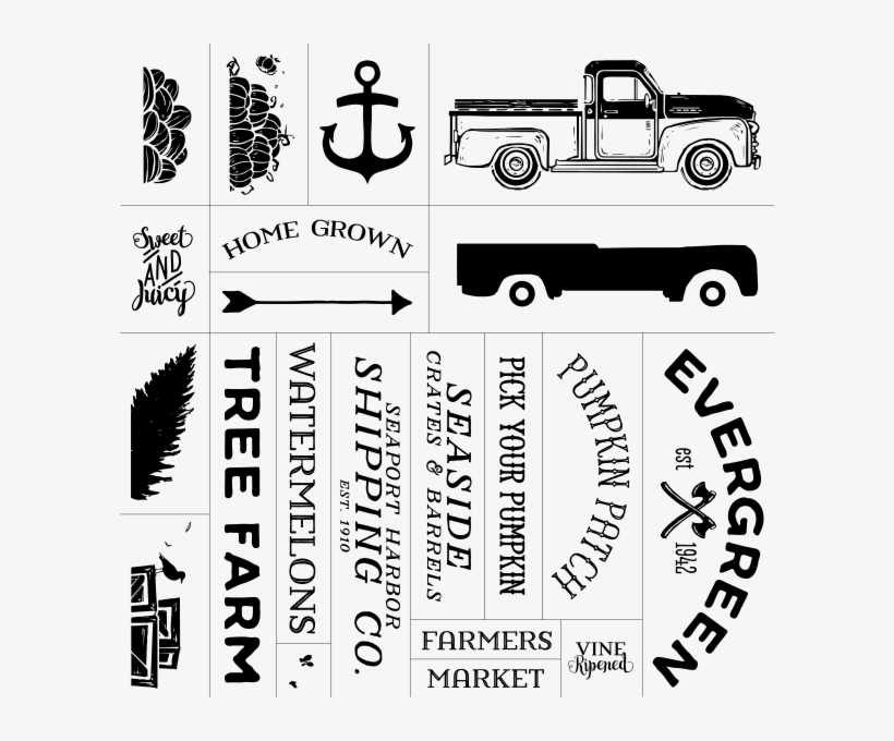 Vintage Truck Silkscreen Transfer Stencil Chalk Couture - Chalk, transparent png download