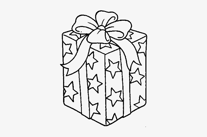 Dibujo De Regalo Envuelto En Papel De Estrellas Para - Dessin Cadeau, transparent png download