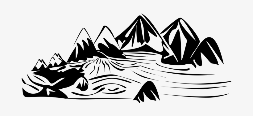 Lake Landscape Mountain River Rocks Rocky - River Black And White Png, transparent png download