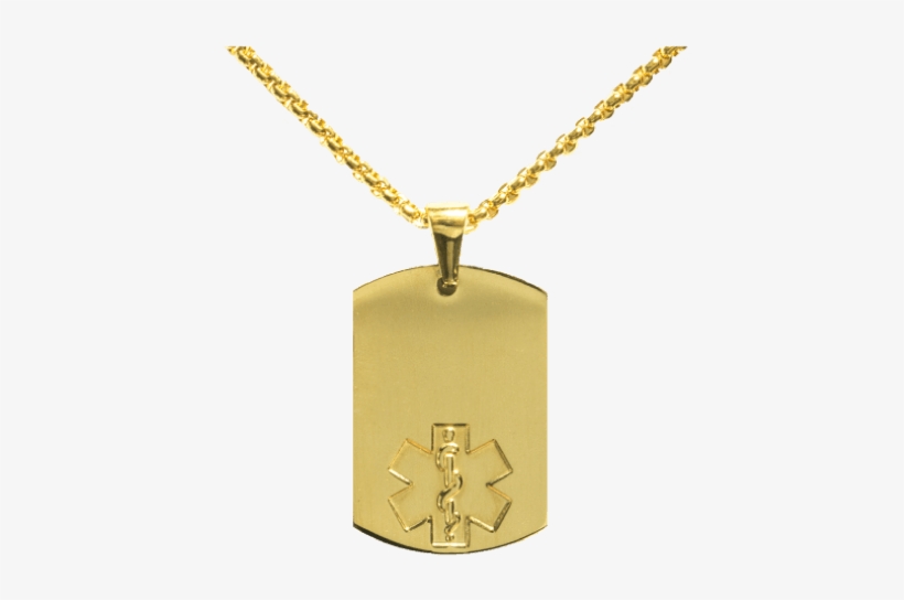 Bright Shiny Gold Plated Stainless Steel Medical Id - Golden Dog Chain Png, transparent png download