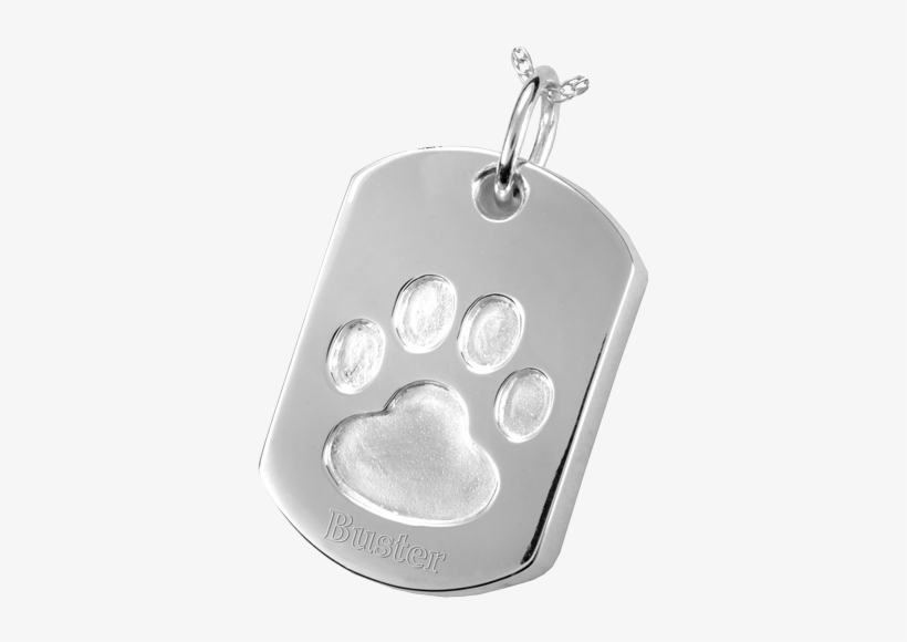 Wholesale Paw Print Dog Tag Cremation Jewelry Engraved - Silver Cremation Jewelry: Paw Print Dog Tag, transparent png download