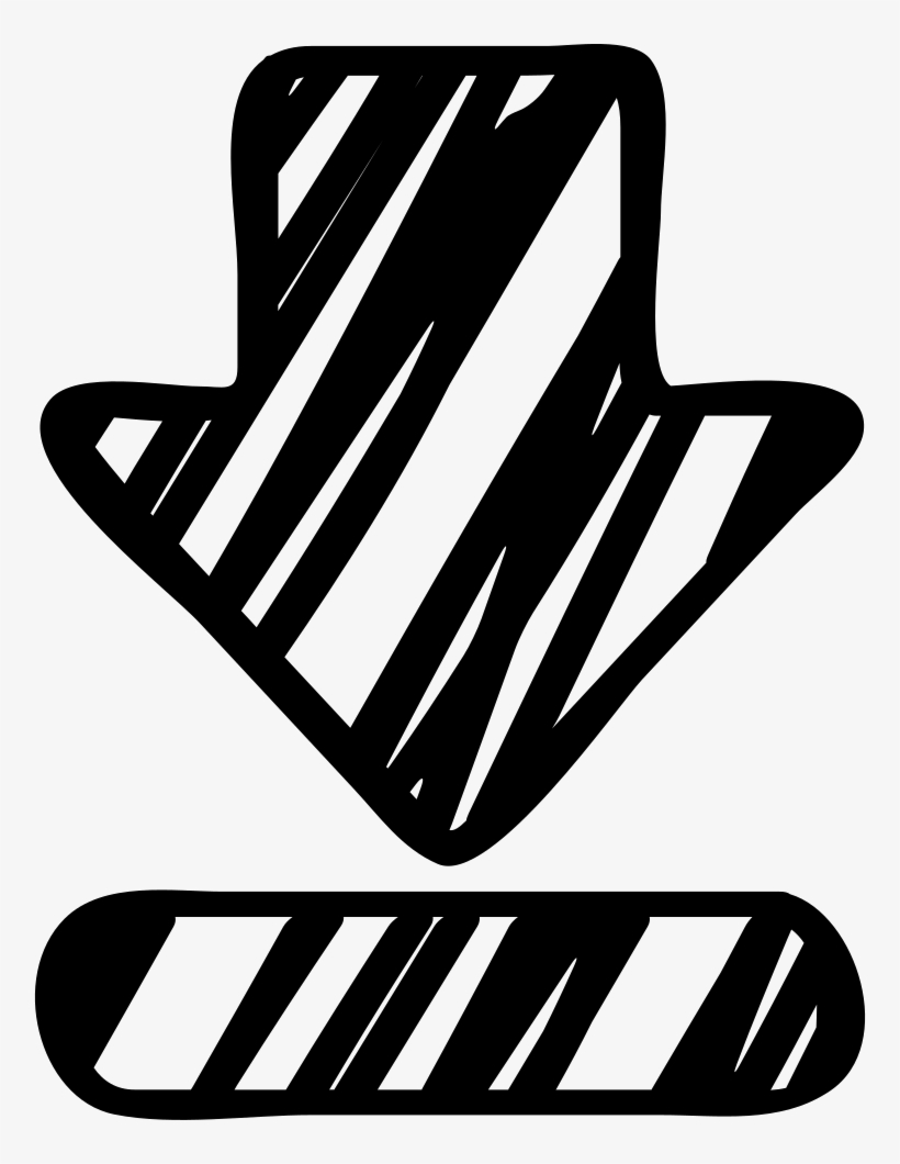 Sketched Down Arrow Pointing An Horizontal Line, transparent png download