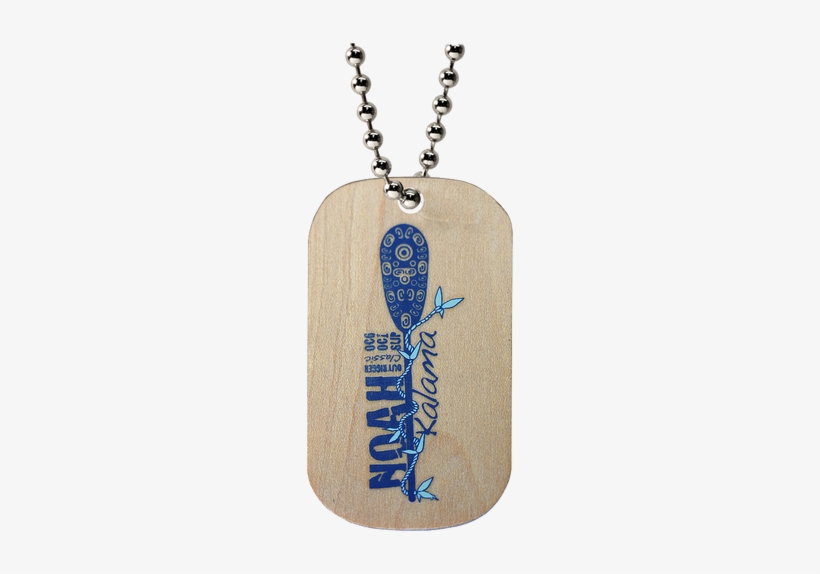 Custom Wooden Dog Tag With Blue Imprint On A Ball Chain - Ball Chain, transparent png download
