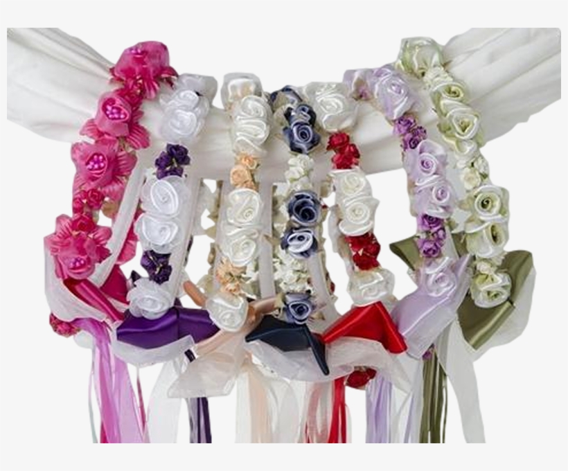 Silk Floral Wreath With Satin Back Ribbons & Bows Girls - Satin, transparent png download