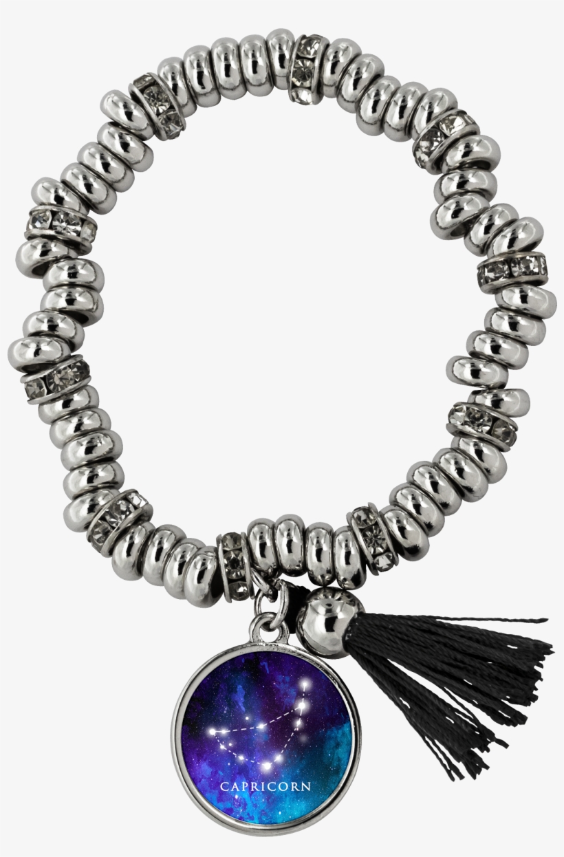 Capricorn Zodiac Sign Starry Night Blue Silver Plated - Bracelet, transparent png download