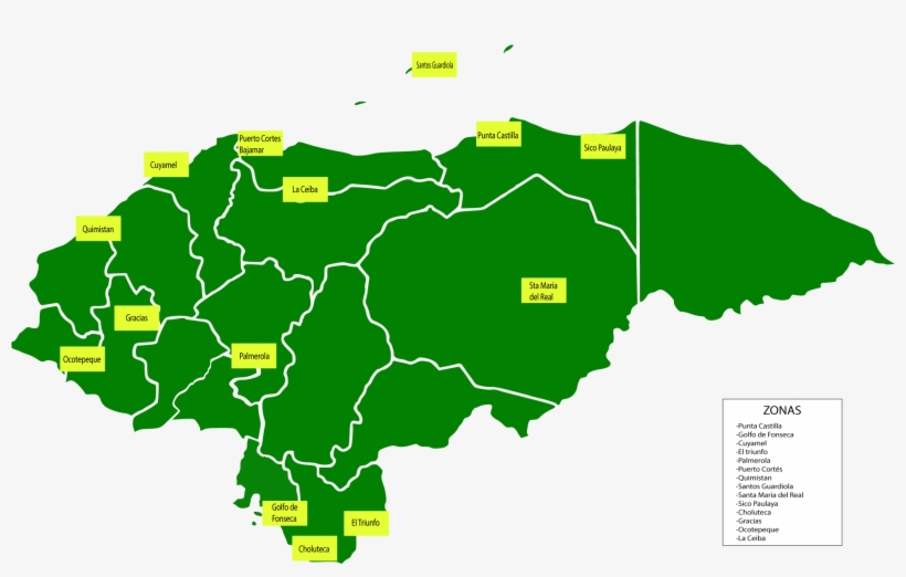 Tomado De Página Web De Gobierno - Mapa De Honduras Departamentos, transparent png download