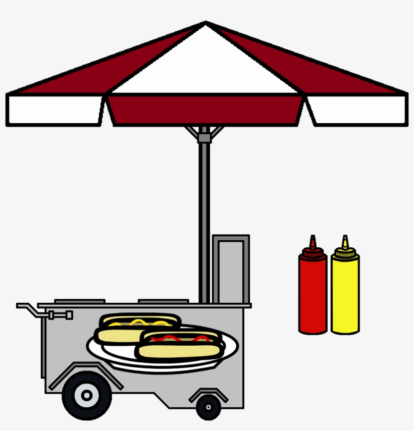 Hotdog Cart,ketchup And Mustard By - Hot Dog Cart Png, transparent png download