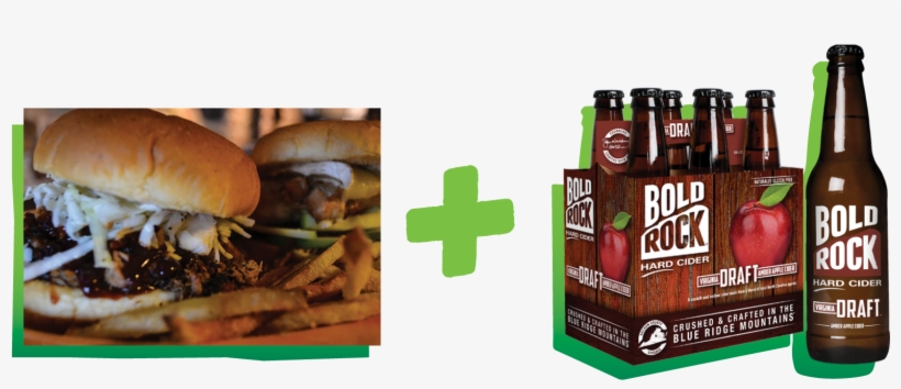 Barbecue Burger Paired With Virginia Draft Bold Rock - Bold Rock Hard Cider, Peach - 6 Pack, 12 Oz Bottles, transparent png download