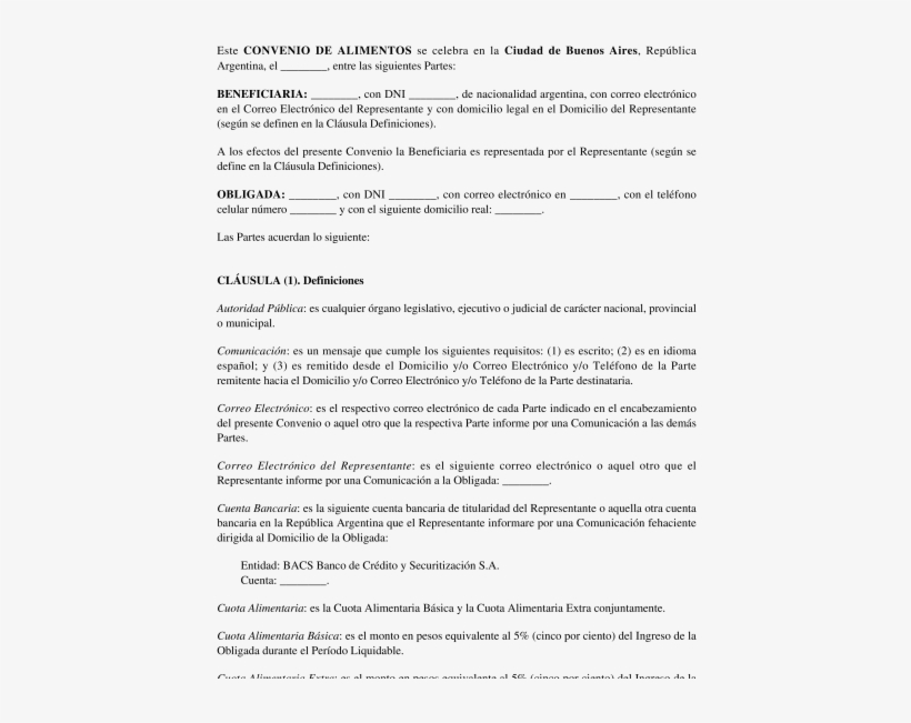 Convenio De Alimentos - Document, transparent png download