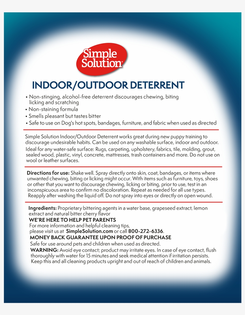 Simple Solution Indoor And Outdoor Deterrent, 16 Oz, - Pack Of 50, 5-layer Construction Original Training, transparent png download