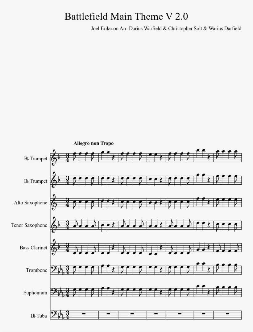 Print - Battlefield Theme Alto Sax, transparent png download