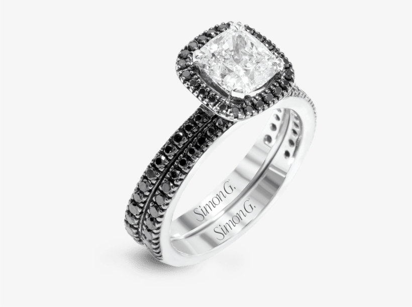 Black Diamond Engagement Ring With Halo - Black Diamond Halo Engagement Rings, transparent png download