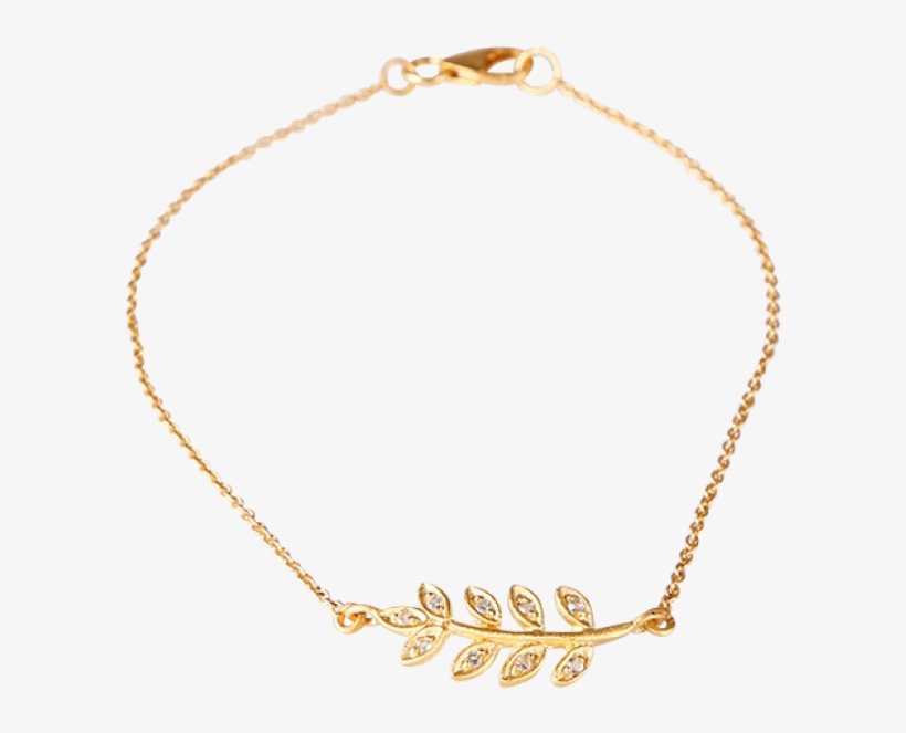 Elegant Feather Bracelet In Gold Plated Silver With - Gemstone, transparent png download
