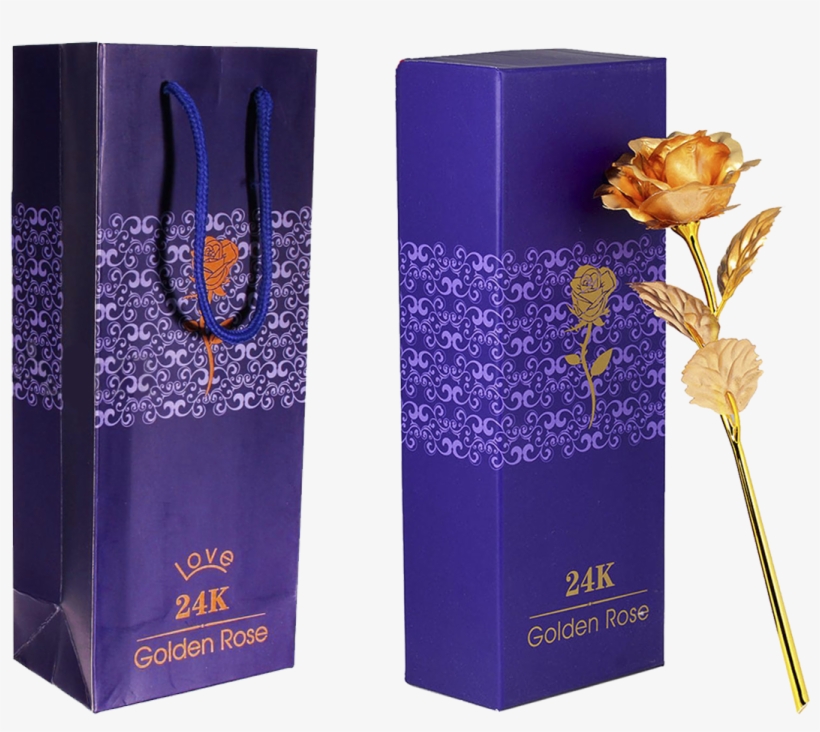 24k Gold Rose Bag - S4d 24k Gold Plated Rose Valentineday Birthday Anniversary, transparent png download