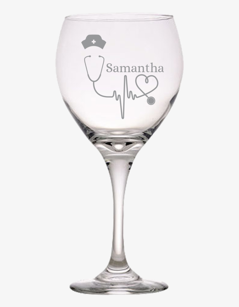 Personalized Nurse Hat Stethoscope Red Wine Glass - Libbey 3065, transparent png download