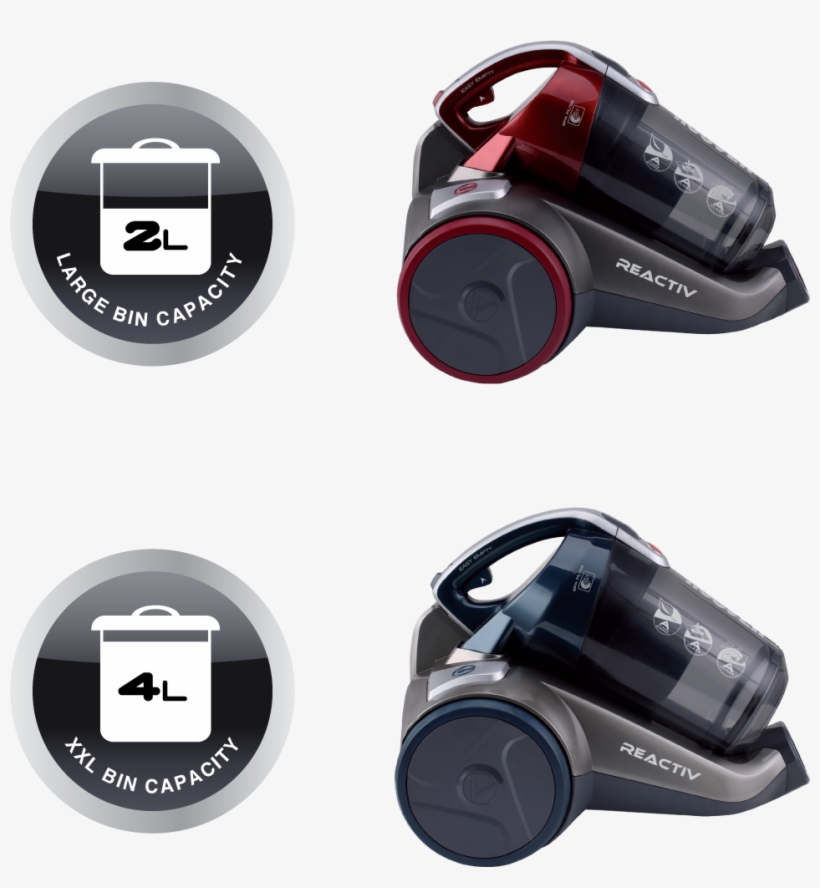 Moreover, Both Bins Are Equippedwith The Easy Empty - Hoover Reactive Rc71_rc30011 Bagless Vacuum Cleaner, transparent png download