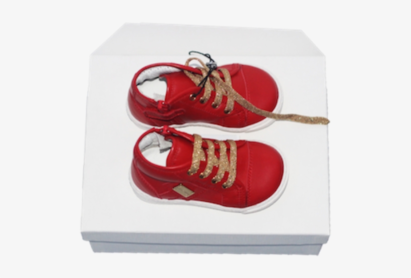 Dolce And Gabbana Red Leather Trainers With Gold Lace - Skate Shoe, transparent png download