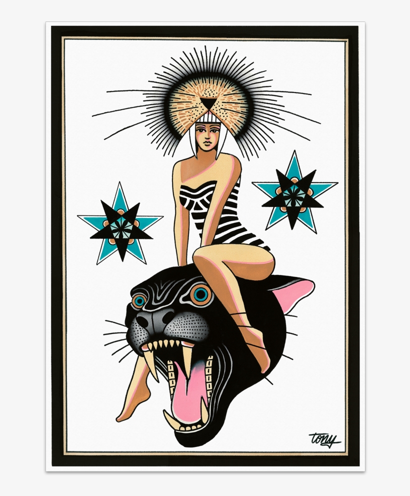 Tony Blue Arms Panther Goddess Fine Art Print V=1479425640 - Tony Blue Arms, transparent png download