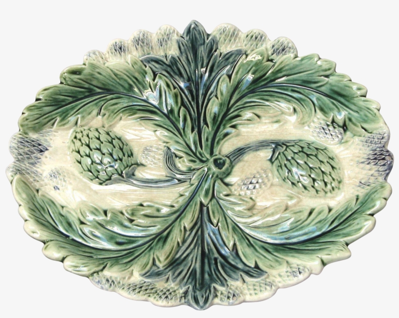 French Majolica Asparagus / Artichoke Serving Dish - Motif, transparent png download
