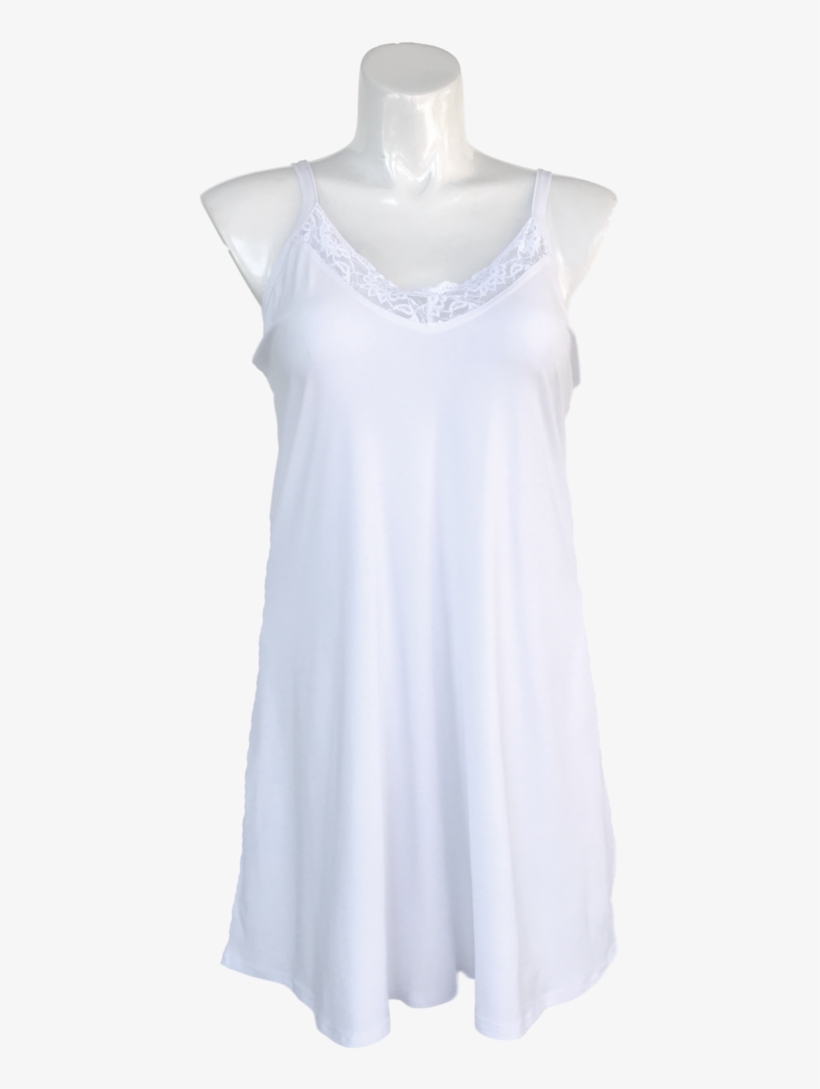 Essential Cami Tunic Slip Dress White Lace - Cami Tunic Slip Dress, transparent png download