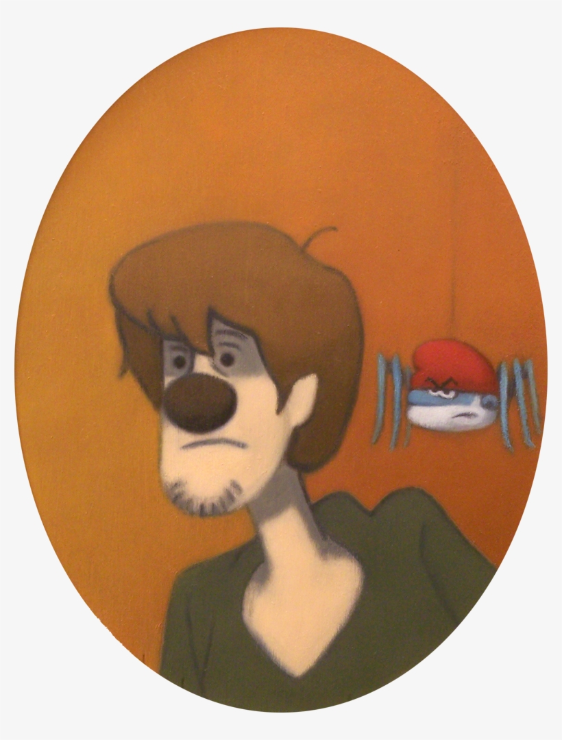 Shaggy Doo With Papa Smurf Spider Oil On Panel - Cartoon, transparent png download
