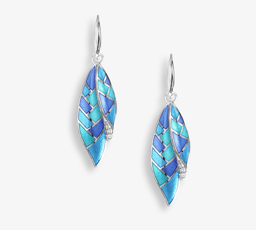Nicole Barr Designs Sterling Silver Wire Earrings Harlequin - Harlequin Blue Enamel White Sapphire Earrings, transparent png download