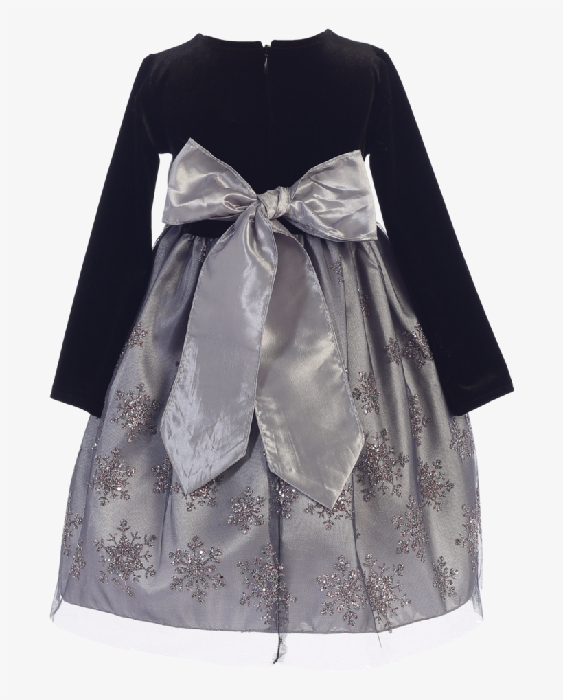 Silver Glitter Snowflake Girls Holiday Dress W - Dress, transparent png download