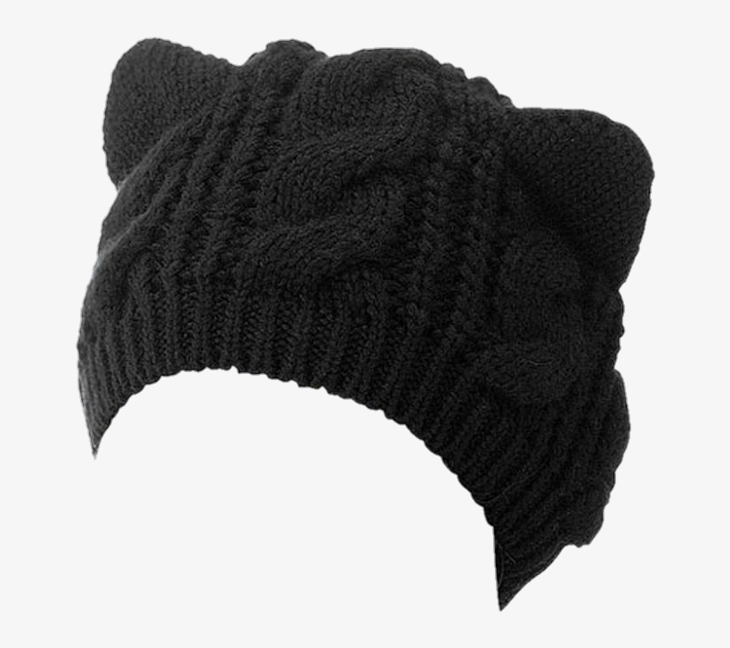 Neko Cat Carears Ears Beanie Black Clothes Hat - Lither Women's Winter Hat Cat Ears Crochet Braided, transparent png download