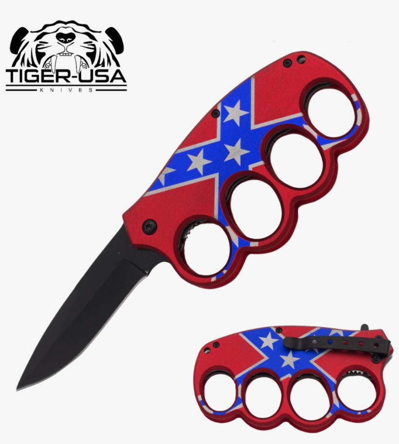 Sale 8 Inch Rebel Flag Trigger Action Trench Knife, - Rebel Flag Knife, transparent png download