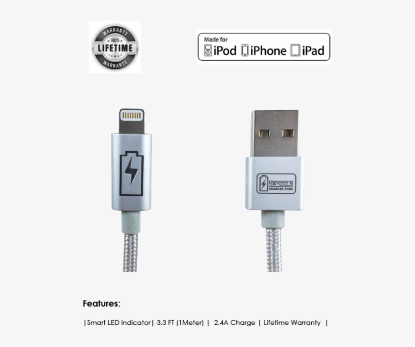 Lightning Charge & Sync Cable - Apple Mfi Certified Liger Apple Certified Usb Sync, transparent png download