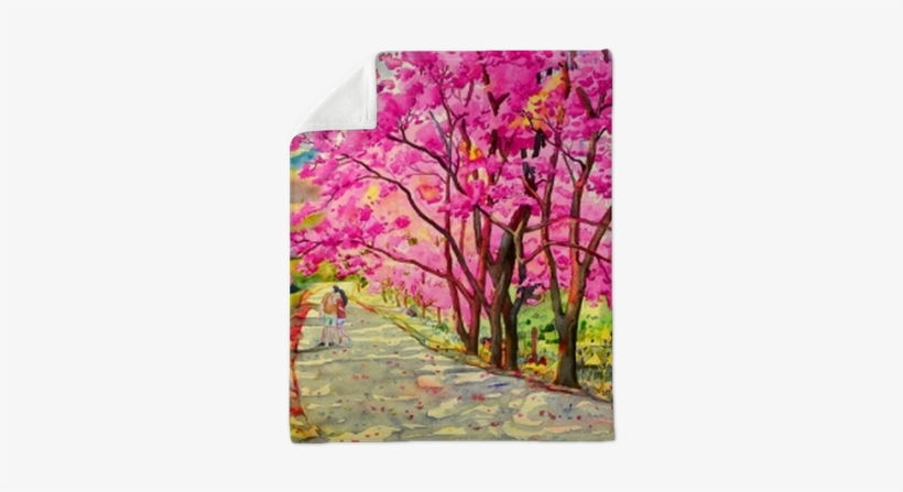 Painting Watercolor Landscapem Of Wild Himalayan Cherry - Watercolor Painting, transparent png download