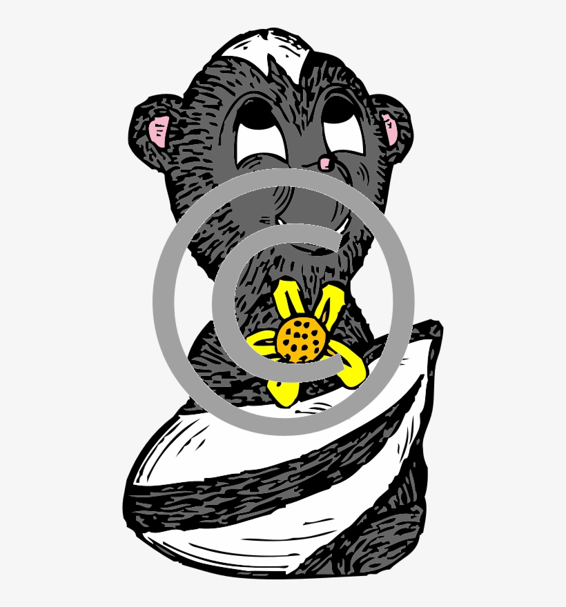 Skunk With A Flower - Custom Cartoon Skunk Shower Curtain, transparent png download