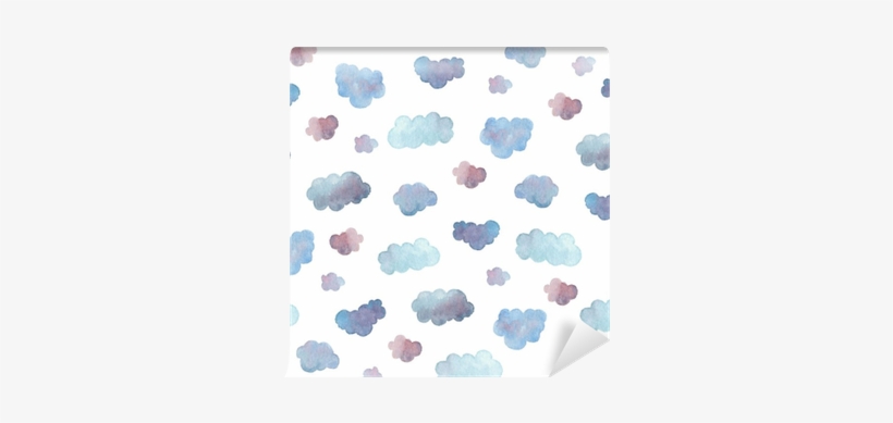 Seamless Pattern Of Soft Blue Clouds Painted In Watercolor - Watercolor Painting, transparent png download