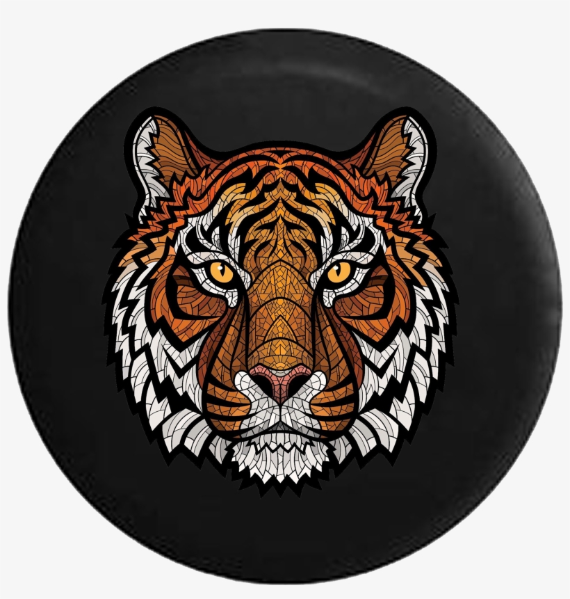 Orange Tiger Stripes Mosaic - Tiger Ornate, transparent png download