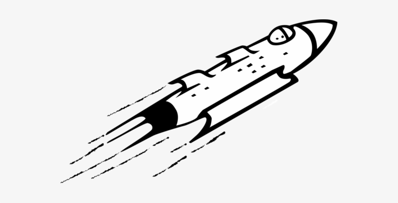 Silhouette Rocket Spacecraft Black And White Line Art - Viagem Do Navio De Rocket Bolsa Tote Grande, transparent png download
