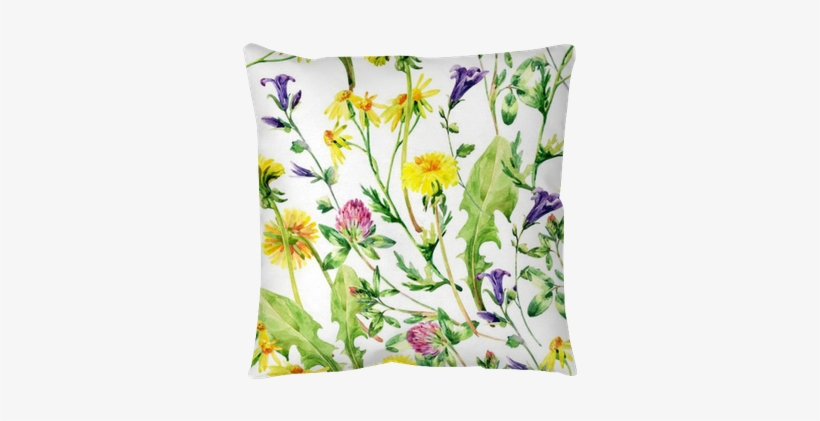 Meadow Watercolor Wild Flowers Seamless Pattern Throw - Watercolor Painting, transparent png download