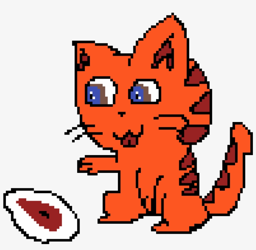 Tiger Striped Cat With Steak - Cartoon, transparent png download