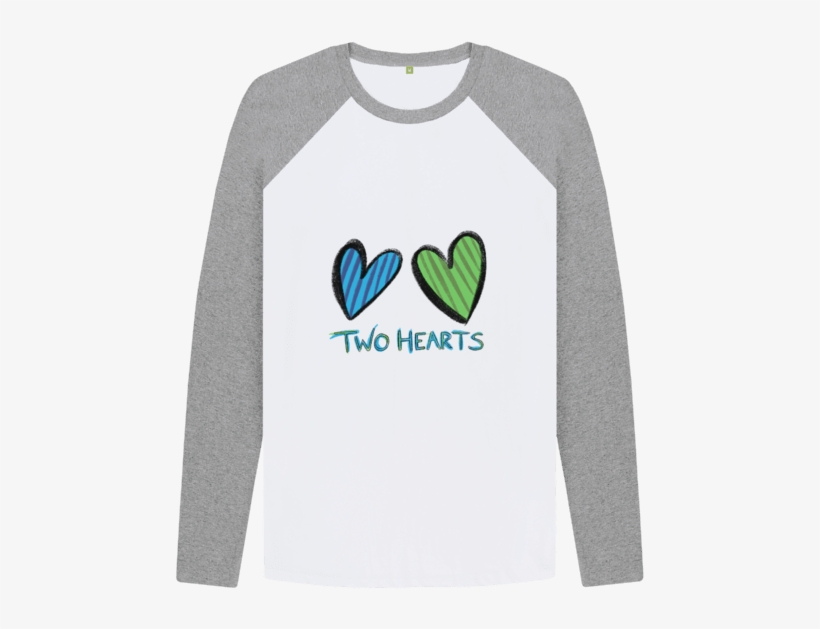Athletic Grey-white Two Hearts Baseball Shirt - Long-sleeved T-shirt, transparent png download