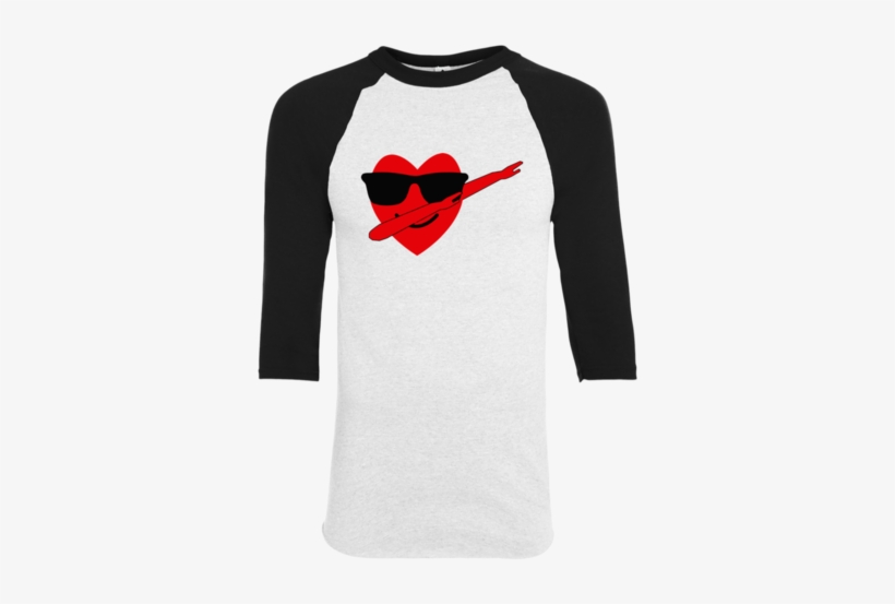 Heart Emoji Dabbing For Valentine's Day Youth Raglan - T-shirt, transparent png download
