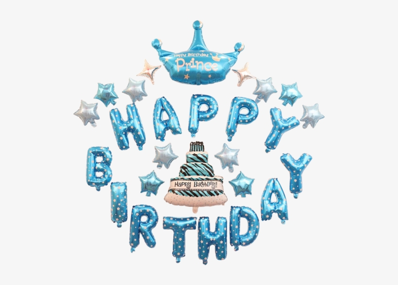 Happy Birthday Prince Crown & Cake Balloon Set - Happy Birthday Prince Balloons, transparent png download