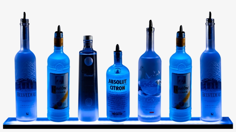 2ft Blue Light Shelf White Background - Transparent Liquor Bottles, transparent png download