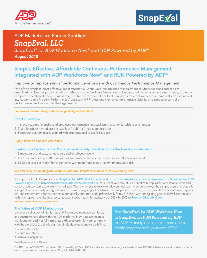 Adp Snapeval Testimonial - Web Page, transparent png download