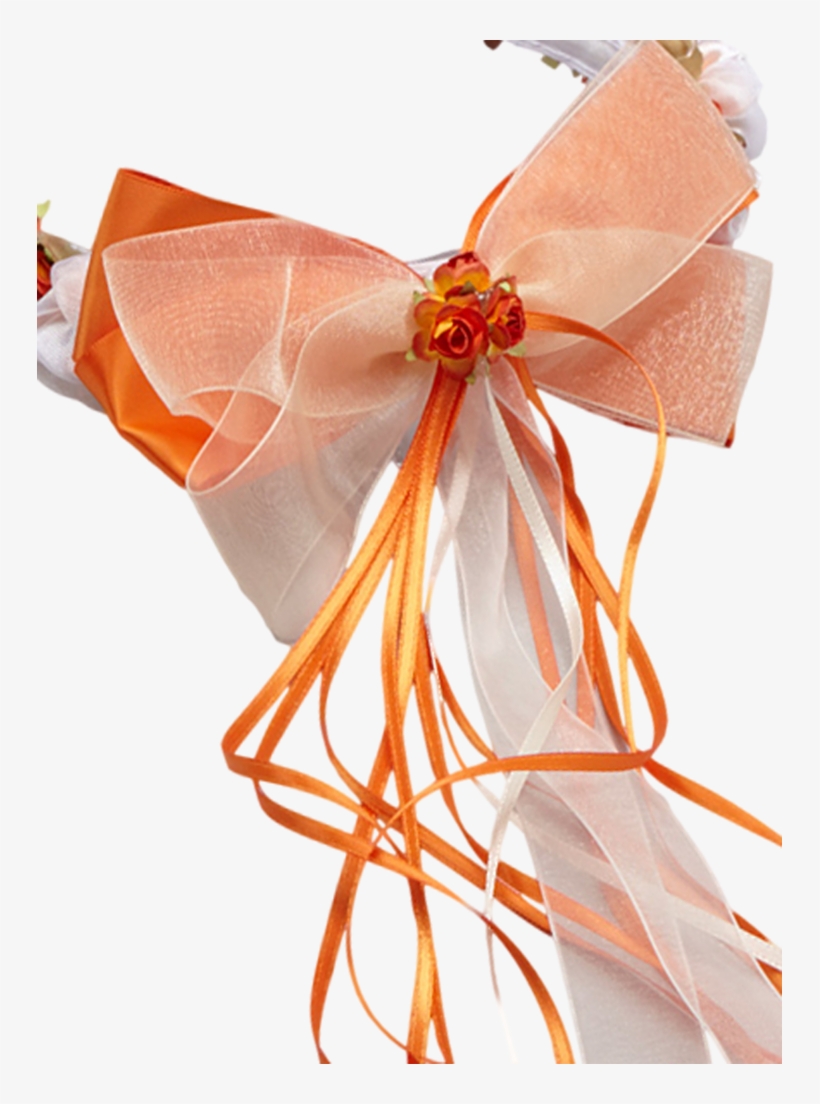 Orange Silk Floral Crown Wreath W Satin Back Bows Girls, transparent png download