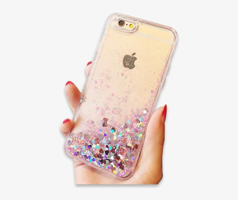 007-fashion Liquid Glitter Sand Mobile Cases For Iphone - Heart Glitter Stars Liquid Quicksand Iphone 6 Case, transparent png download