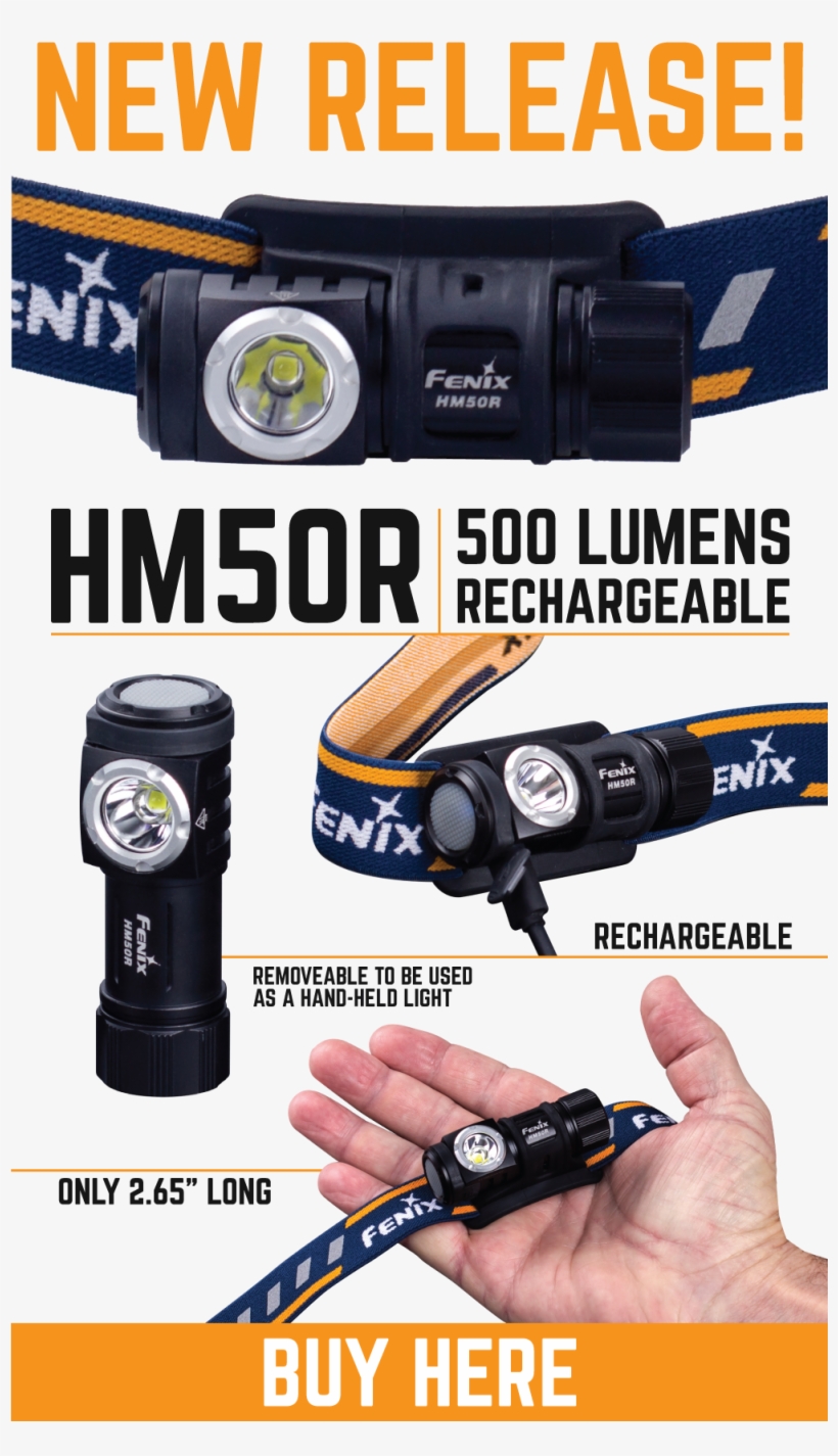 Fenix Hm50r - Fenix Hm50r Led Head Torch Usb Rechargeable 500 Lumens, transparent png download